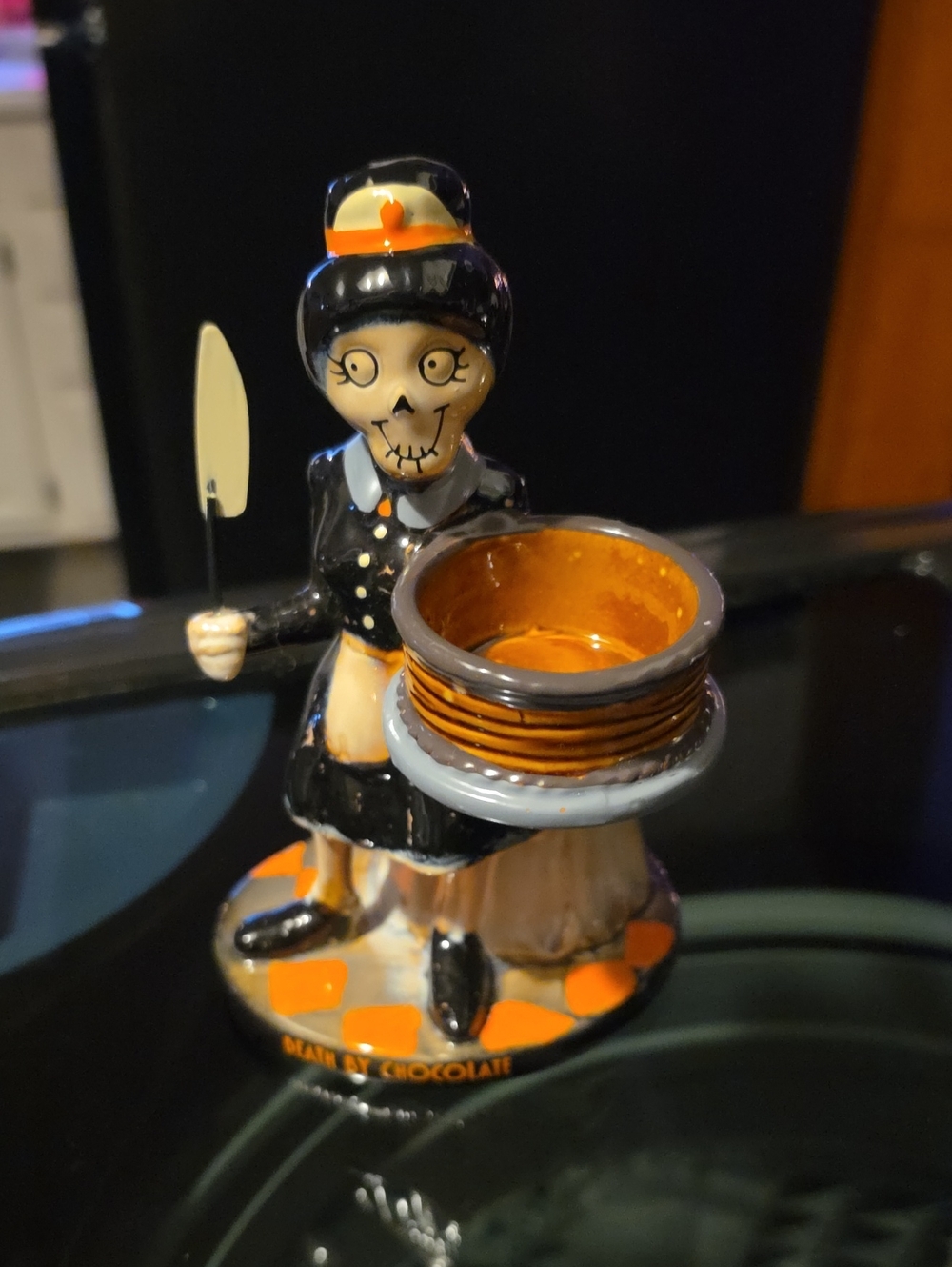 Yankee Candle Black & Orange Halloween Skeleton Server Figurine